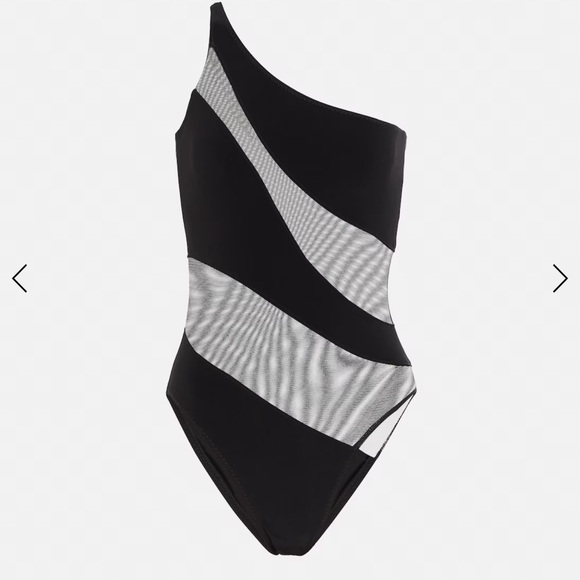 NORMA KAMALI Snake Mesh Mio One-Shoulder One-Piece Swimsuit - Picture 2 of 5